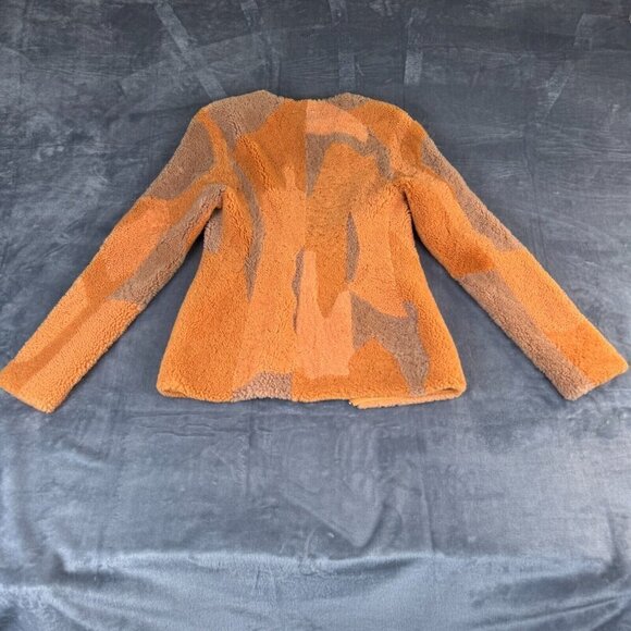 UGG X Eckhaus Latta Women's Jacket Orange Multi Sheepskin Size Small 70's Vibe - Picture 12 of 12
